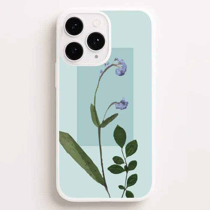 Abstract Blue Pressed Flower Phone Case