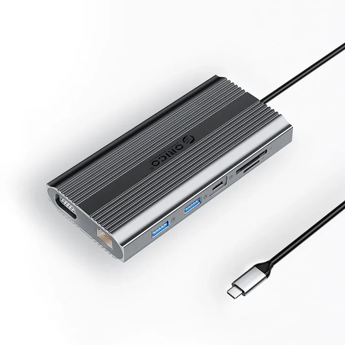 [CLEARANCE] ORICO XDR-X11 12-in-1 USB 3.1 Type C Multifunctional Docking Station with 5Gbps USB-C Input, 4K 60Hz, PD 100W, 5Gbps USB-A 3.1. USB-A 2.0, 1080p VGA, 1000Mbps Ethernet, 3.5mm Audio Port, SD & TF Card Slot (Rose Gold)