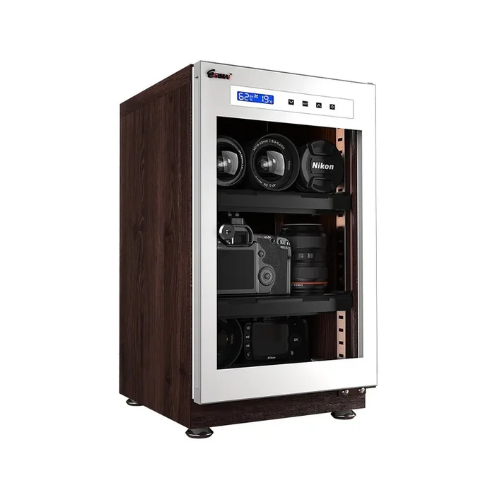 Eirmai 40L Electronic Digital Dry Cabinet Moisture-Proof Box with Built-in LED Light, Touch Screen Controls, Semiconductor Condensation Technology (White) | MRD-45TB