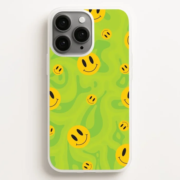 Green Wavey Smileys Pattern Phone Case
