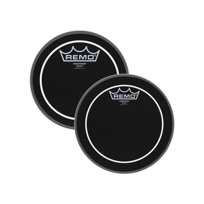 Remo 6″ / 8″ Pinstripe Ebony Batter Drum Head with Low End Tones, Sustain and Overtone Controlled Attack for Toms and Snare Drums (Black)