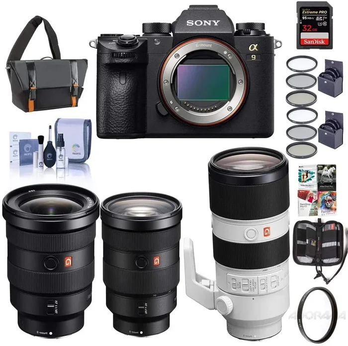 Sony Alpha a9 Mirrorless Digital Camera, Full Frame – Bundle with FE 24-70mm f/2.8 GM (G Master) Lens, FE 16-35mm f/2.8 GM, FE 70-200mm f/2.8 GM OSS, and Accessory Bundle