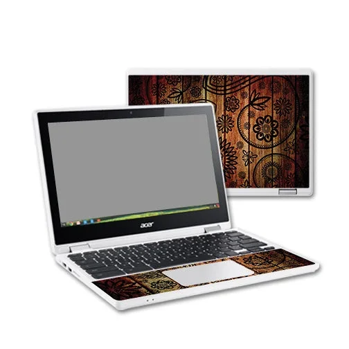 Wooden Floral Chromebook R11 Skin