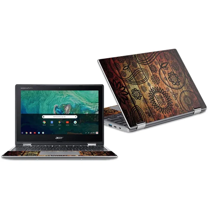 Wooden Floral Chromebook Spin 11″ CP311 (2018) Skin